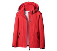 KHIRVWL Parka da Donna Leggero Soft Shell Giacca da Trekking Lunga Impermeabile Antivento Soft Shell Giacca a Vento con Cappuccio per Escursioni in Montagna Pioggia Giacca Lunga Softshell Cappuccio