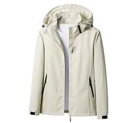 KHIRVWL Parka da Donna Leggero Soft Shell Giacca da Trekking Lunga Impermeabile Antivento Soft Shell Giacca a Vento con Cappuccio per Escursioni in Montagna Pioggia Giacca Lunga Softshell Cappuccio