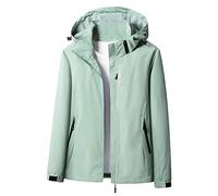KHIRVWL Parka da Donna Leggero Soft Shell Giacca da Trekking Lunga Impermeabile Antivento Soft Shell Giacca a Vento con Cappuccio per Escursioni in Montagna Pioggia Giacca Lunga Softshell Cappuccio
