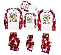 KHIRVWL Pigiama Coordinato per la Famiglia Set Pigiama per la Famiglia Natalizio Indumenti da Notte Scozzesi Stampato Pigiama Natale Famiglia Manica Lunga Top e Pantaloni Pigiameria Regalo