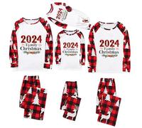 KHIRVWL Pigiama Coordinato per la Famiglia Set Pigiama per la Famiglia Natalizio Indumenti da Notte Scozzesi Stampato Pigiama Natale Famiglia Manica Lunga Top e Pantaloni Pigiameria Regalo