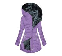 KHIRVWL Piumino Pullover da Donna Cotone Leggero Trapuntato Tinta Unita con Gemelli e Tasche con Cappuccio Parka Invernale Montagna Caldo Donna Giacca in Pile con Cappuccio Giacca da Donna