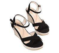 KHIRVWL Sandali Donna Fondo Spesso Testa Rotonda Tacco Alto Inclinato Antiscivolo Scarpe Vintage Comfort Sport Casual Punta traspirante Eleganti Sandali Bohemia Per Serate Eventi Speciali Regalo