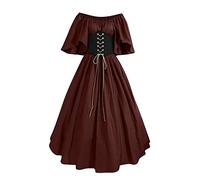 KHIRVWL Vestito Donna Maniche Corte Color Block Modellante Stile Corte Abiti da Corte Gotico retrò con Patchwork Manica a Campana Abito da Ballo Vestito da Principessa Cosplay Costume Medievale