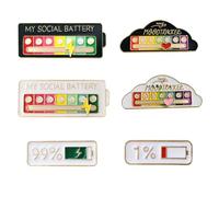 KHIRY 6 Pezzi Social Battery Pin Divertente Spilla per Umore Sociale per 7 Giorni Aghi Interattivi Smalto per Batteria Sociale Funny Pin Decorazione Gioielli Spilla