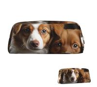 KHiry Astuccio per matite retrattile, astuccio per matite carino due cuccioli, astuccio per cancelleria per ufficio, astuccio per matite con cerniera, astuccio per cosmetici per ufficio portapenne per