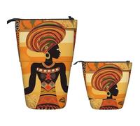KHiry Astuccio portamatite in piedi, astuccio telescopico per cancelleria, per ufficio, organizer retrattile, portapenne, portapenne, per lavoro, 7 × 14,5 cm, Donna africana, Taglia unica, Da viaggio