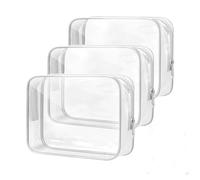 KHIRY Beauty Case Trasparente, 3 Pezzi Borse da Toilette Trasparente, Borse da Viaggio Impermeabile, Borsa Cosmetici Trasparente, Cosmetico Trasparente