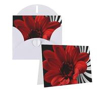 KHiry Biglietti di auguri pieghevoli vuoti con busta biglietti di auguri con fiore rosso Pensando a te biglietti per feste carta perla biglietti di invito vuoti 20,3 cm × 15,2 cm
