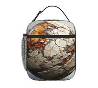 KHiry Borsa termica per il pranzo con tasca laterale con palla di marmo rotto, borsa morbida per il pranzo, borsa per il pranzo, per il lavoro e il picnic