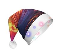 KHiry Cappello di Babbo Natale in peluche con luci a LED Calmo mare tramonto cappelli di Natale per adulti