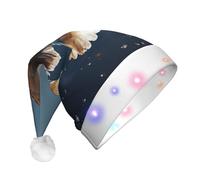 KHiry Cappello di Babbo Natale in peluche con luci a LED per migrazione di uccelli, cappelli di Natale per adulti