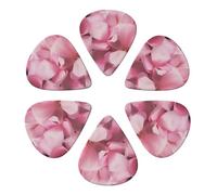 KHiry Confezione da 6 plettri per chitarra con scatola organizer con petali di fiori rosa, plettri per basso per ukulele elettrico per chitarre acustiche, 0,46 mm