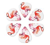 KHiry Confezione da 6 plettri per chitarra con scatola organizer per acquerelli, fenicotteri e bassi, per ukulele elettrico, per chitarre acustiche, 0,46 mm