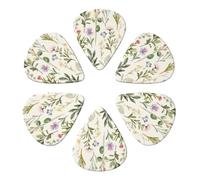 KHiry Confezione da 6 plettri per chitarra con scatola organizer per acquerelli stagionali di erbe e fiori plettri per basso per ukulele elettrico per chitarre acustiche, 0,96 mm