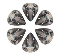 KHiry Confezione da 6 plettri per chitarra con scatola portaoggetti a forma di elefante con occhiali, plettri per basso, per ukulele elettrico, per chitarre acustiche, 0,96 mm