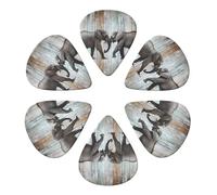 KHiry Confezione da 6 plettri per chitarra con scatola portaoggetti a forma di elefante su legno per basso per ukulele elettrico per chitarre acustiche, 0,96 mm