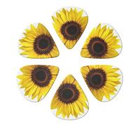 KHiry Confezione da 6 plettri per chitarra con scatola portaoggetti a forma di fiore di girasole per basso per ukulele elettrico per chitarre acustiche, 0,71 mm