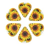 KHiry Confezione da 6 plettri per chitarra con scatola portaoggetti a forma di girasole per basso e ukulele elettrico, 0,71 mm