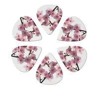 KHiry Confezione da 6 plettri per chitarra con scatola portaoggetti allettanti fiori di ciliegio, plettri per basso per ukulele elettrico per chitarre acustiche, 0,96 mm