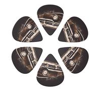 KHiry Confezione da 6 plettri per chitarra con scatola portaoggetti American Car in marrone plettri per basso per ukulele elettrico per chitarre acustiche 0,71 mm