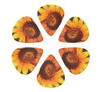 KHiry Confezione da 6 plettri per chitarra con scatola portaoggetti arancione girasole carta da parati per basso plettri per ukulele elettrico per chitarre acustiche 0,71 mm