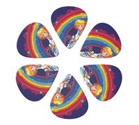 KHiry Confezione da 6 plettri per chitarra con scatola portaoggetti arcobaleno brillante per basso per ukulele elettrico per chitarre acustiche, 0,71 mm