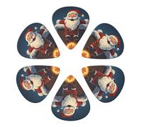 KHiry Confezione da 6 plettri per chitarra con scatola portaoggetti Babbo Natale nel camino, plettri per basso, per ukulele elettrico, per chitarre acustiche, 0,46 mm