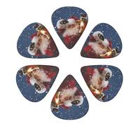KHiry Confezione da 6 plettri per chitarra con scatola portaoggetti Babbo Natale per basso per ukulele elettrico per chitarre acustiche, 0,71 mm