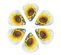 KHiry Confezione da 6 plettri per chitarra con scatola portaoggetti Bloom Girasole per basso per ukulele elettrico per chitarre acustiche 0,96 mm