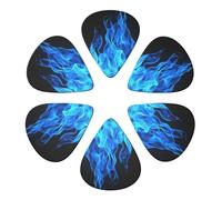 KHiry Confezione da 6 plettri per chitarra con scatola portaoggetti blu fiamma per basso per ukulele elettrico per chitarre acustiche, 0,46 mm