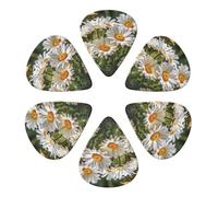 KHiry Confezione da 6 plettri per chitarra con scatola portaoggetti con fiori floreali margherite e bassi per ukulele elettrico per chitarre acustiche, 0,96 mm