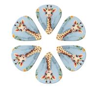 KHiry Confezione da 6 plettri per chitarra con scatola portaoggetti con simpatiche giraffe e fiori, per ukulele elettrico, per chitarre acustiche, 0,96 mm