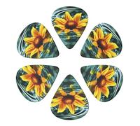 KHiry Confezione da 6 plettri per chitarra con scatola portaoggetti girasole in acqua e basso per ukulele elettrico per chitarre acustiche, 0,96 mm