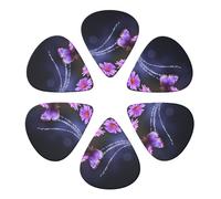 KHiry Confezione da 6 plettri per chitarra con scatola portaoggetti, graziose farfalle viola per basso, per ukulele elettrico, per chitarre acustiche, 0,96 mm