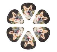 KHiry Confezione da 6 plettri per chitarra con scatola portaoggetti Happy Corgi Dog Bass Picks per ukulele elettrico per chitarre acustiche 0,71 mm