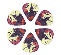 KHiry Confezione da 6 plettri per chitarra con scatola portaoggetti Happy Halloween plettri per basso per ukulele elettrico per chitarre acustiche 0,46 mm