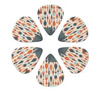 KHiry Confezione da 6 plettri per chitarra con scatola portaoggetti Mid Century Modern Retro con forme a goccia per basso plettri per ukulele elettrico per chitarre acustiche 0,71 mm