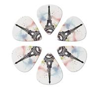 KHiry Confezione da 6 plettri per chitarra con scatola portaoggetti Paris Eiffel Tower Bass Picks per ukulele elettrico per chitarre acustiche 0,71 mm