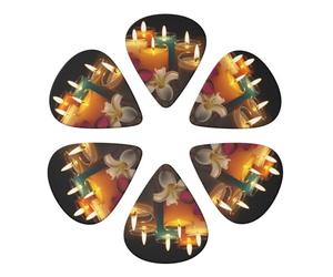 KHiry Confezione da 6 plettri per chitarra con scatola portaoggetti per candele aromatiche, plettri per basso per ukulele elettrico per chitarre acustiche, 0,96 mm