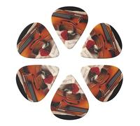 KHiry Confezione da 6 plettri per chitarra con scatola portaoggetti per violino spartiti e bassi per ukulele elettrico per chitarre acustiche, 0,96 mm