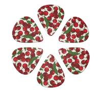 KHiry Confezione da 6 plettri per chitarra con scatola portaoggetti Red Cherries Bass Picks per ukulele elettrico per chitarre acustiche 0,71 mm