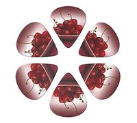 KHiry Confezione da 6 plettri per chitarra con scatola portaoggetti Red Cherries Bass Picks per ukulele elettrico per chitarre acustiche 0,71 mm