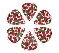 KHiry Confezione da 6 plettri per chitarra con scatola portaoggetti Red Cherries Bass Picks per ukulele elettrico per chitarre acustiche 0,71 mm