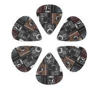 KHiry Confezione da 6 plettri per chitarra con scatola portaoggetti retrò Cool Camera Collection plettri per basso per ukulele elettrico per chitarre acustiche 0,71 mm