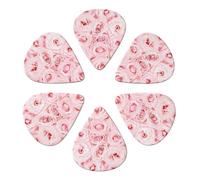 KHiry Confezione da 6 plettri per chitarra con scatola portaoggetti rosa con rose fresche e bassi, per ukulele elettrico, per chitarre acustiche, 0,96 mm