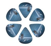 KHiry Confezione da 6 plettri per chitarra con scatola portaoggetti Ship on the Blue Ocean, plettri per basso elettrico per ukulele elettrico per chitarre acustiche, 0,71 mm