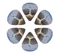 KHiry Confezione da 6 plettri per chitarra con scatola portaoggetti Statua della Libertà a New York, plettri per basso per ukulele elettrico per chitarre acustiche, 0,71 mm