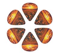 KHiry Confezione da 6 plettri per chitarra con scatola portaoggetti tramonto mare di fiori per basso, per ukulele elettrico per chitarre acustiche, 0,71 mm