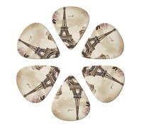 KHiry Confezione da 6 plettri per chitarra con scatola portaoggetti vintage Parigi Torre Eiffel Farfalla per basso elettrico ukulele plettri per chitarre acustiche 0,96 mm